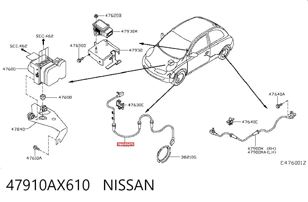 Czujnik ABS przedni Nissan Micra 