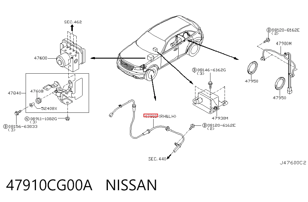 Czujnik ABS przedni Infiniti FX SUV (S50) (2002 - 2008) cena, od 22,97 USD