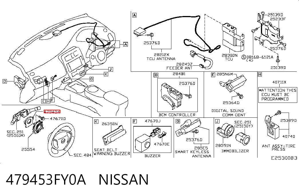 479453FY0A Nissan/Infiniti Czujnik kąta skrętu kierownicy