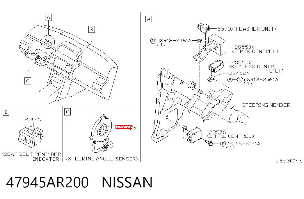 Czujnik kąta skrętu kierownicy do Nissan Teana  J31