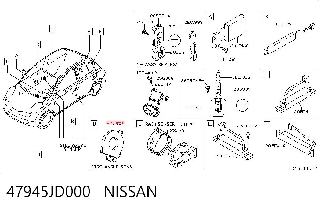 47945JD000 Nissan/Infiniti Czujnik kąta skrętu kierownicy