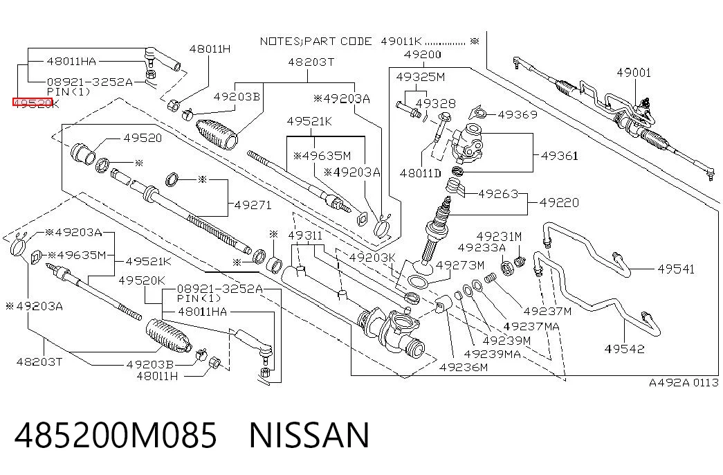 485200M085 Nissan/Infiniti Końcówka drążka kierowniczego zewnętrzna
