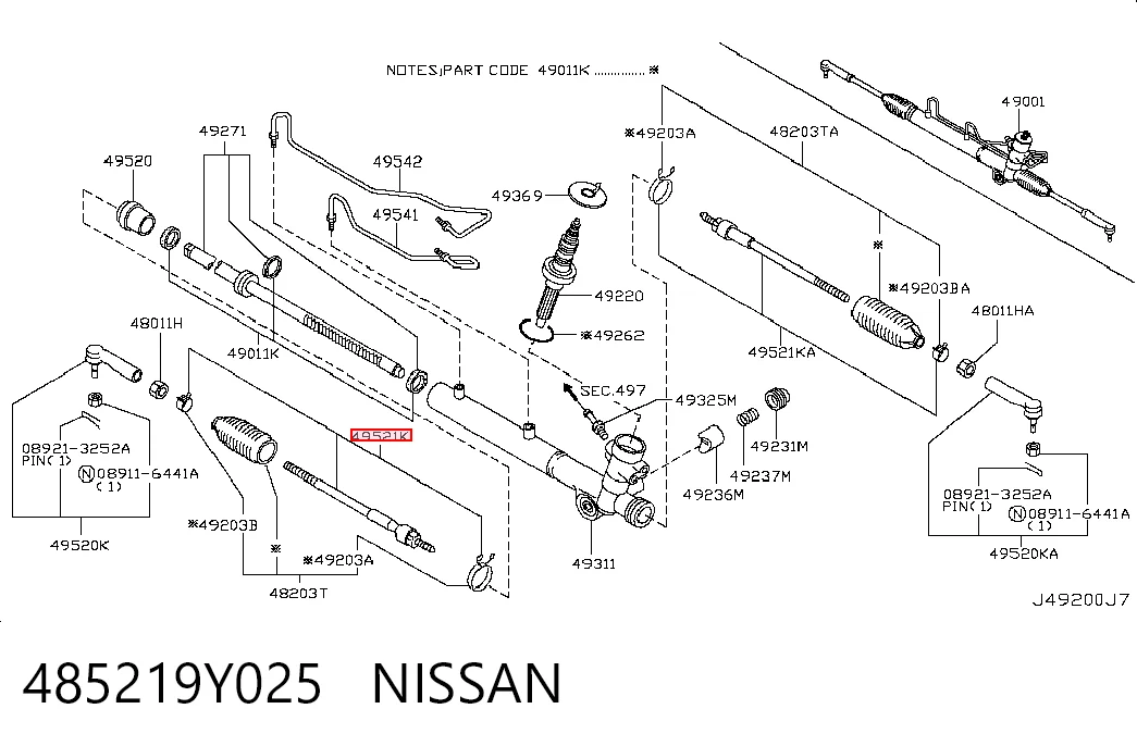  Drążek kierowniczy Nissan Teana 