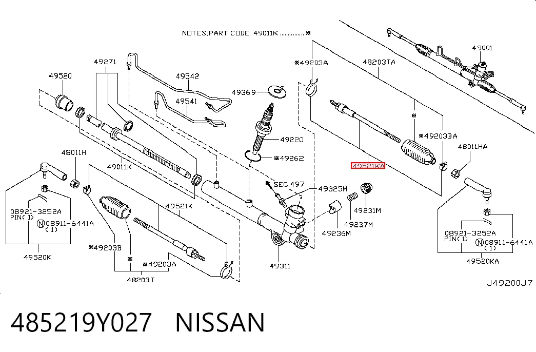 Drążek kierowniczy Nissan Teana 