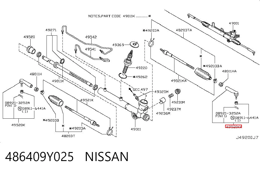 Końcówka drążka kierowniczego zewnętrzna Nissan Teana 