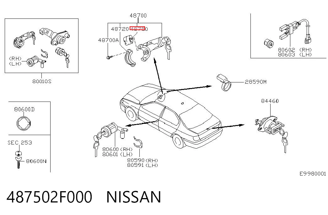 487502F000 Nissan/Infiniti Kostka stacyjki zapłonowej