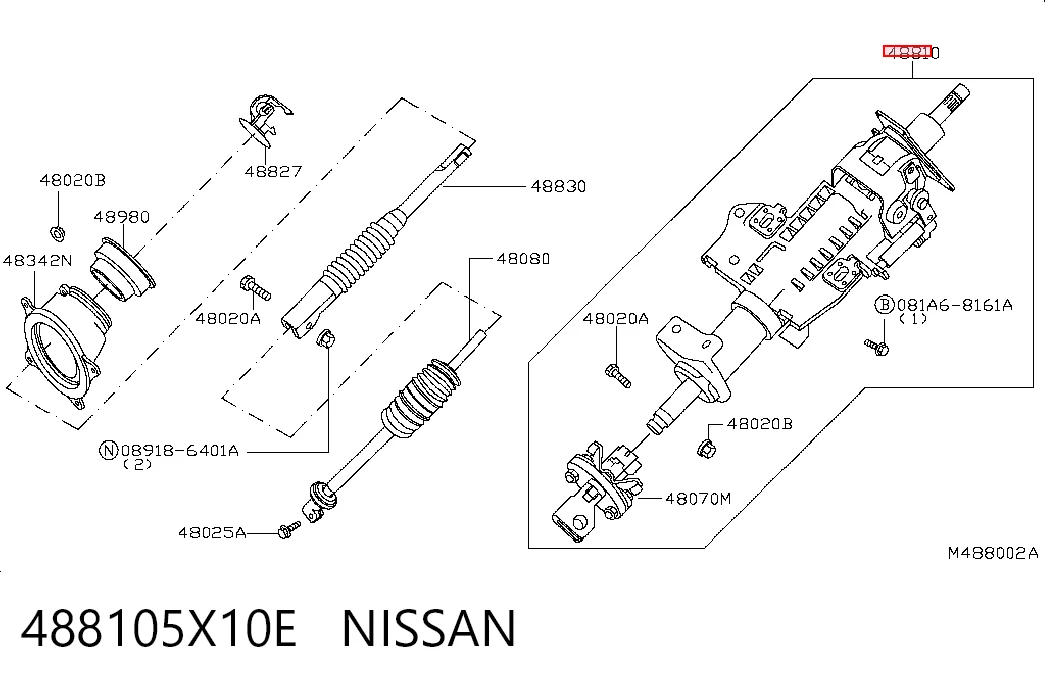 Kolumna (wał) kierownicza (kierownicy) do Nissan Navara NP300 III D40