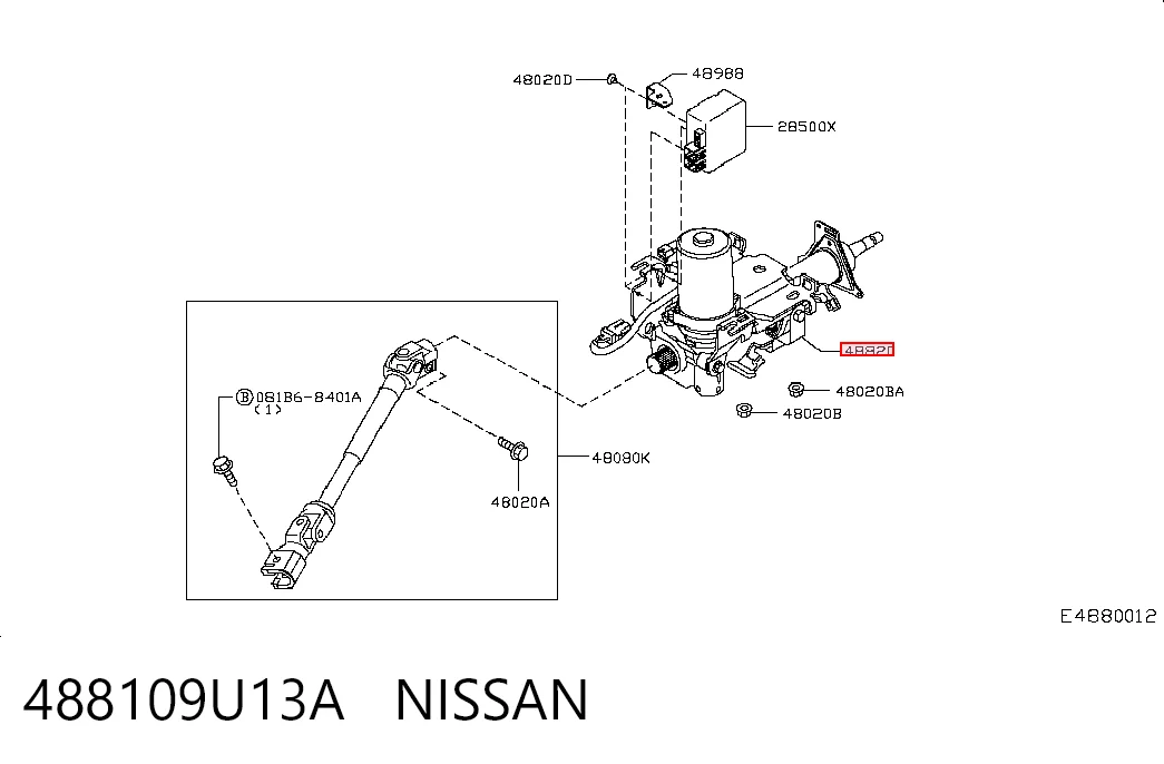 Kolumna (wał) kierownicza (kierownicy) Nissan Note minivan (E11) (2006 - 2012) cena, od 134,31 USD