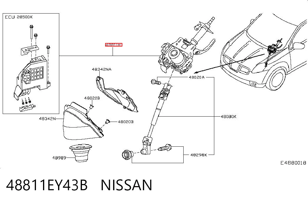 Do koszyka Kolumna (wał) kierownicza (kierownicy) Nissan Qashqai II J11
