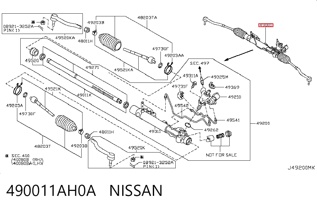 Listwa kierownicza (maglownica) do Nissan Murano  Z51