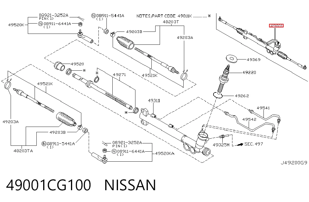 Listwa kierownicza (maglownica) do Infiniti FX  S50