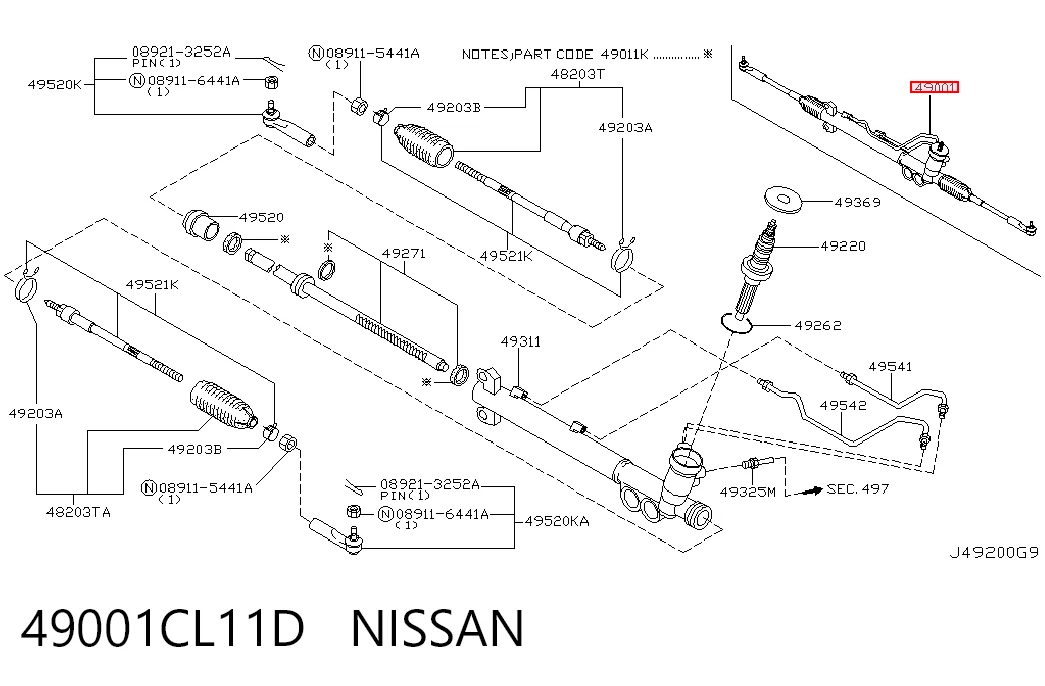 Listwa kierownicza (maglownica) do Infiniti FX  S50