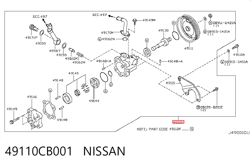 Pompa wspomagania hydraulicznego kierownicy do Nissan Murano  Z50