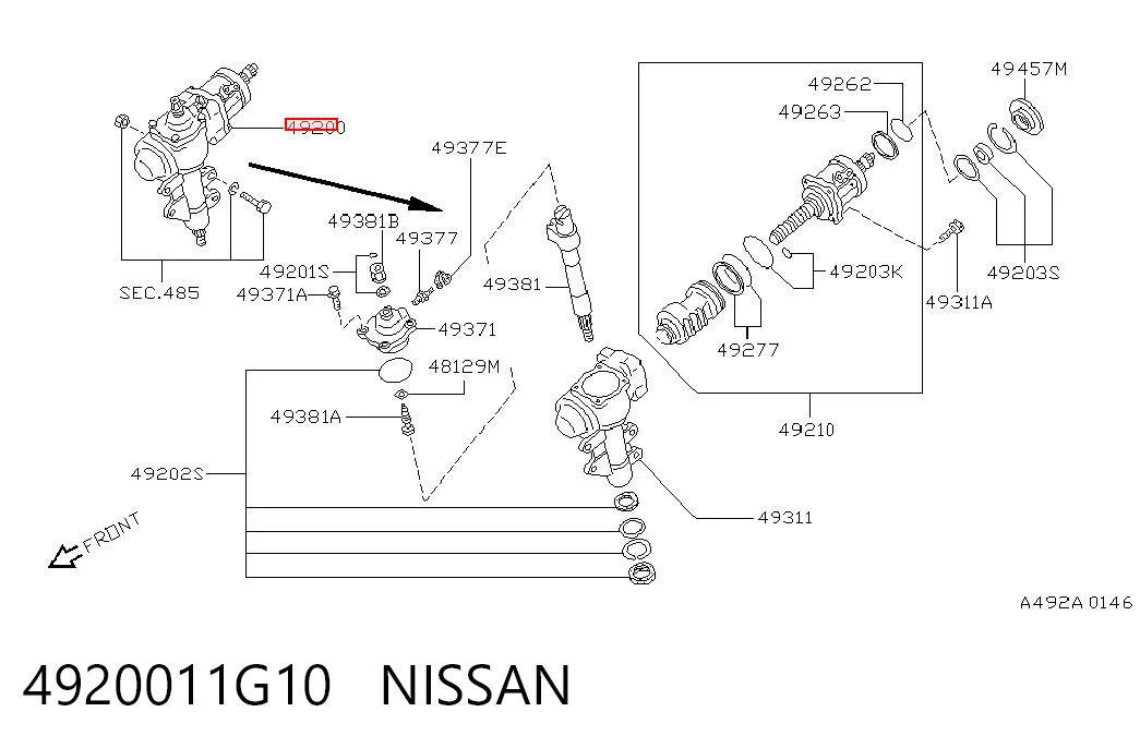 4920011G10 Nissan/Infiniti Mechanizm kierowniczy (reduktor)
