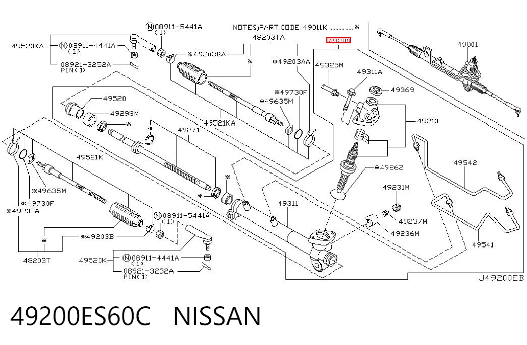 Listwa kierownicza (maglownica) Nissan X-Trail SUV (T30) (2001 - 2007) cena, od 229,23 USD