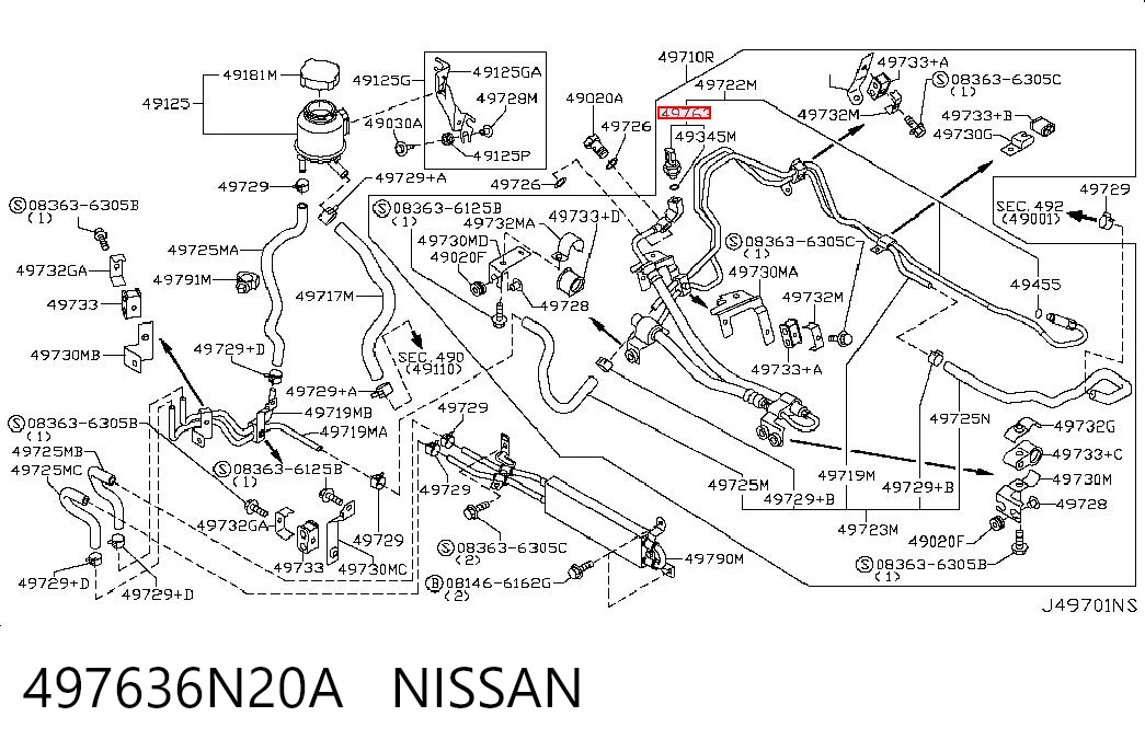 497636N20A Nissan/Infiniti Czujnik pompy wspomagania
