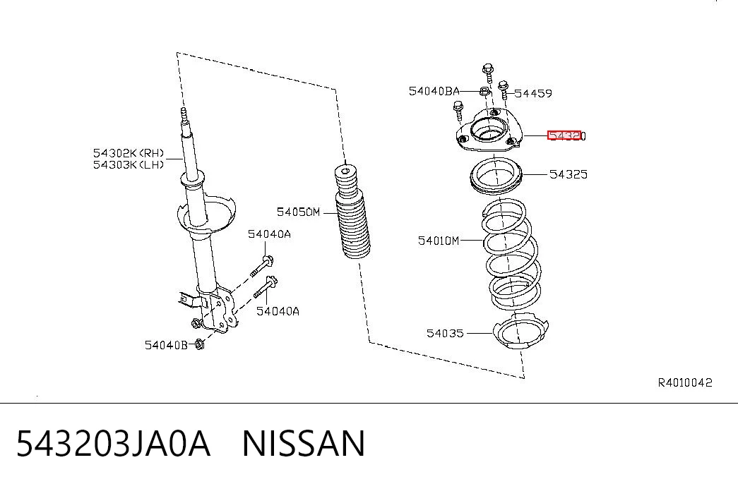 543203JA0A Nissan/Infiniti Poduszka amortyzatora przedniego