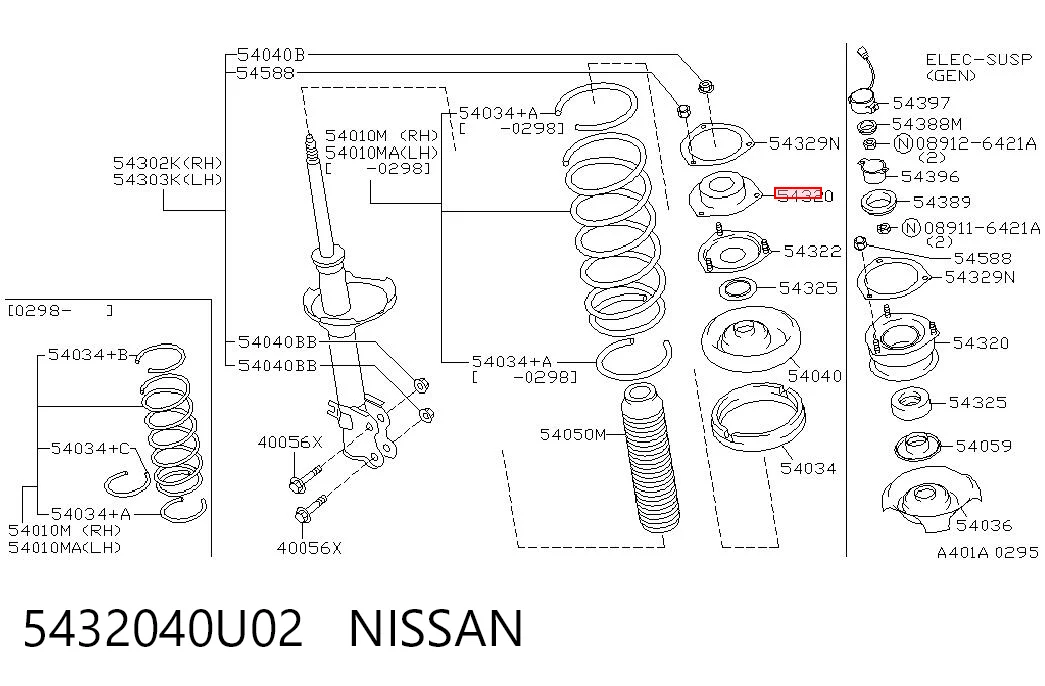 Do koszyka Poduszka amortyzatora przedniego Nissan Maxima  A32