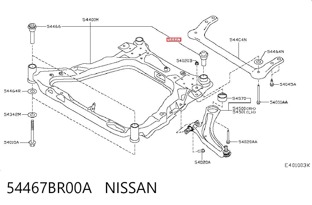 54467BR00A Nissan/Infiniti Tuleja (poduszka) przedniej belki