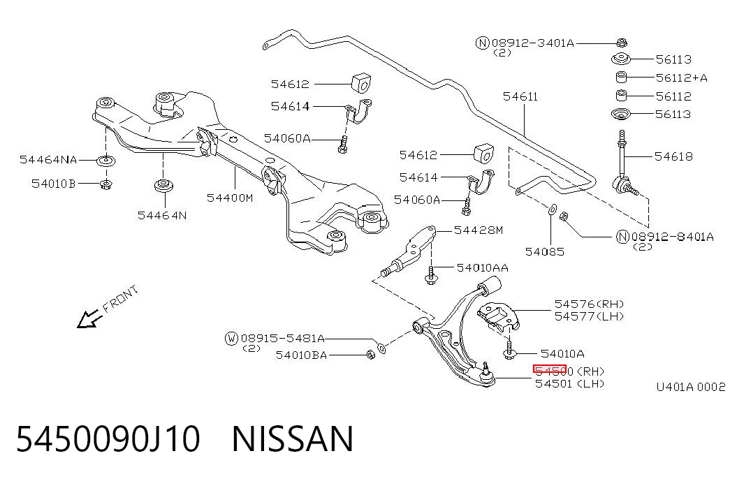 Wahacz zawieszenia przedniego dolny prawy do Nissan Primera  W10
