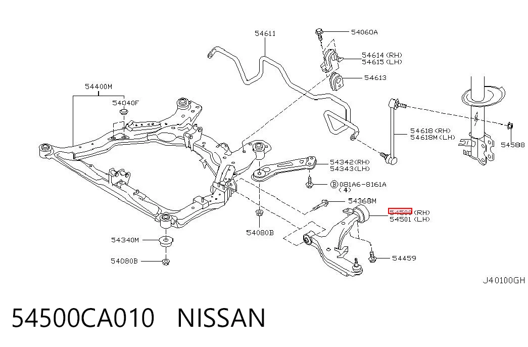  Wahacz zawieszenia przedniego dolny prawy Nissan Murano 