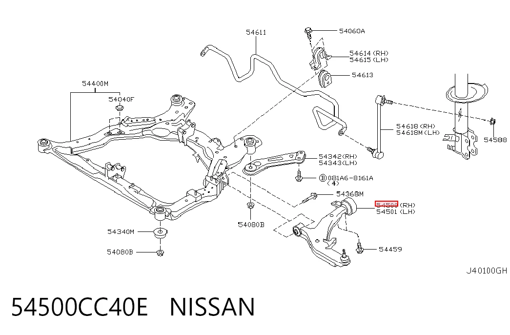 Wahacz zawieszenia przedniego dolny prawy Nissan Murano SUV (Z50) (2002 - 2007) cena, od 109,53 USD