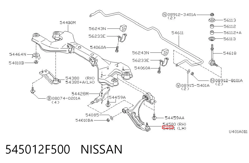 Wahacz zawieszenia przedniego dolny lewy do Nissan Primera  P11