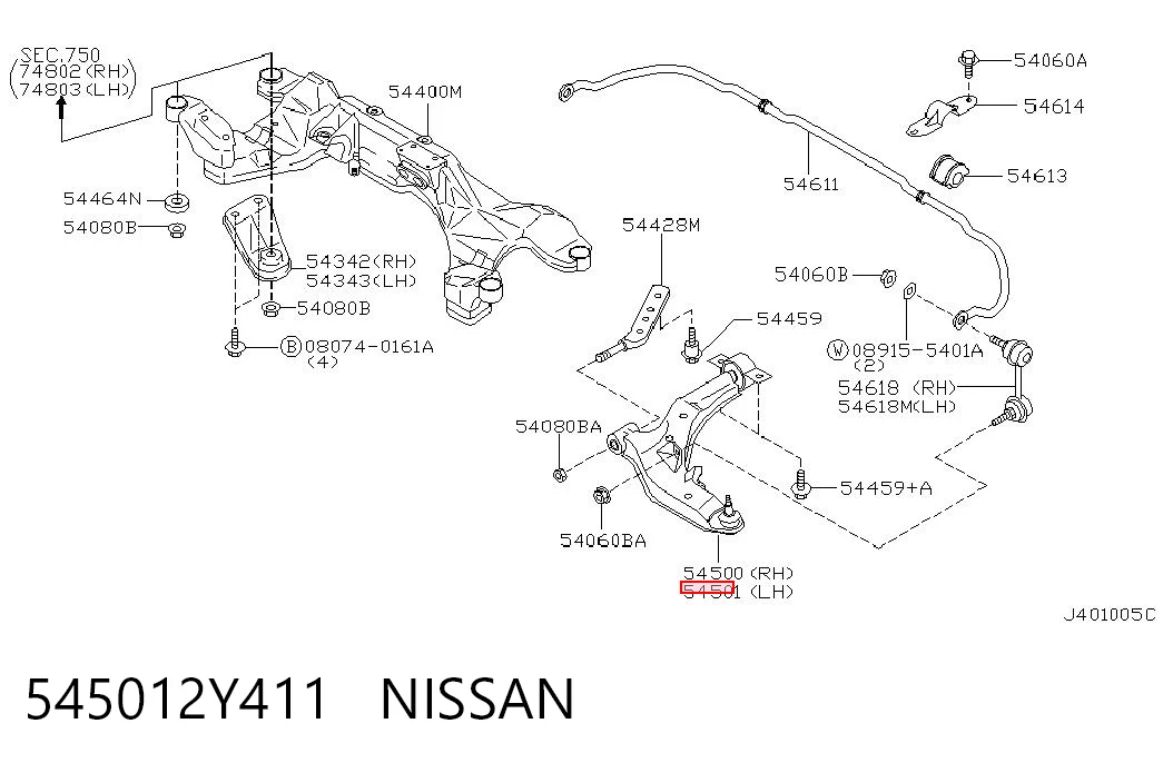 Do koszyka Wahacz zawieszenia przedniego dolny lewy Nissan Maxima  A33