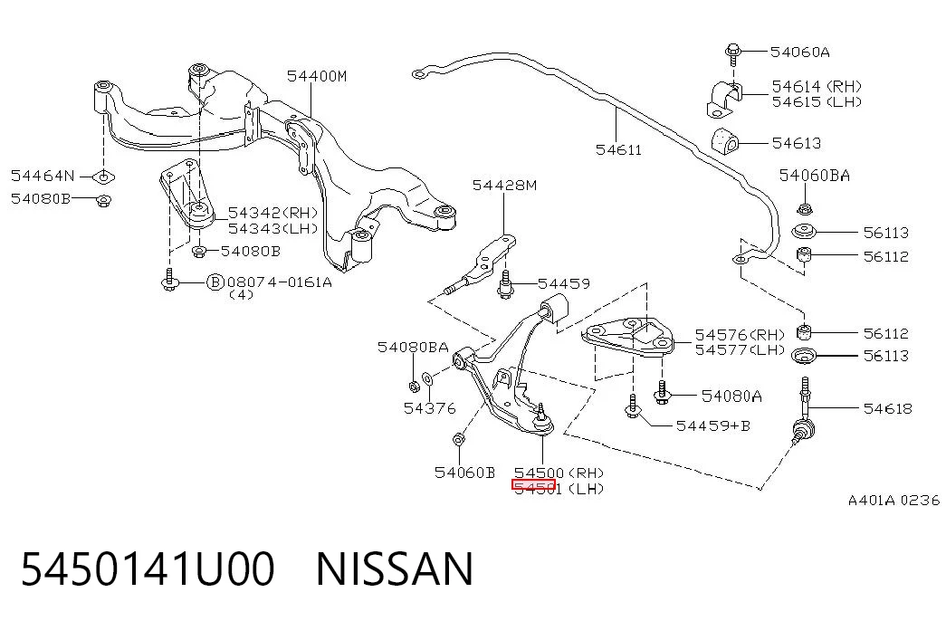 Do koszyka Wahacz zawieszenia przedniego dolny lewy Nissan Maxima  A32