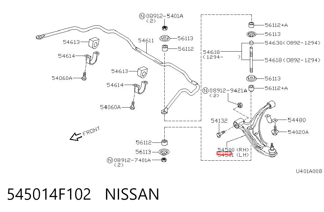  Wahacz zawieszenia przedniego dolny lewy Nissan Micra 