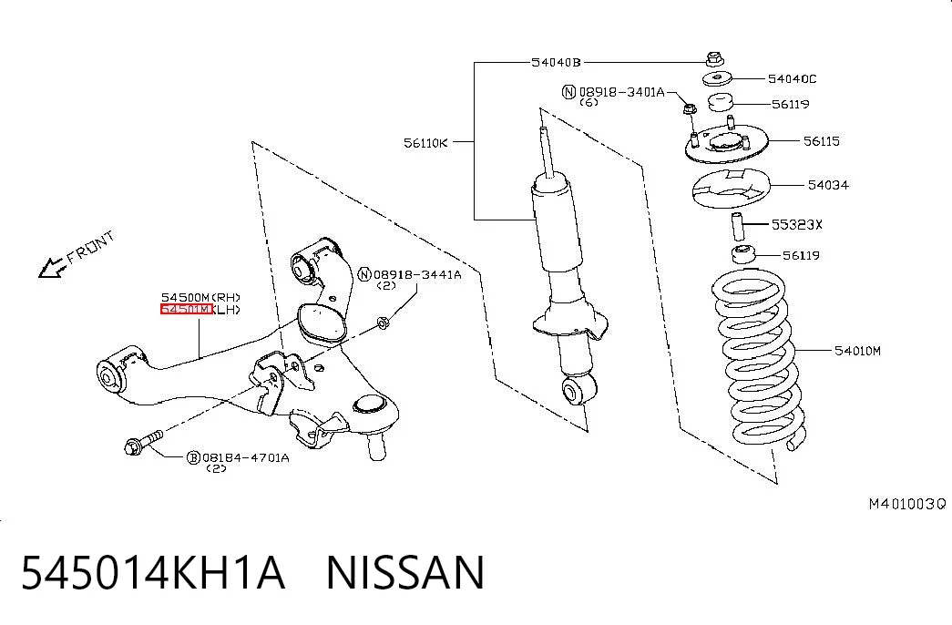  Wahacz zawieszenia przedniego dolny lewy Nissan Navara 