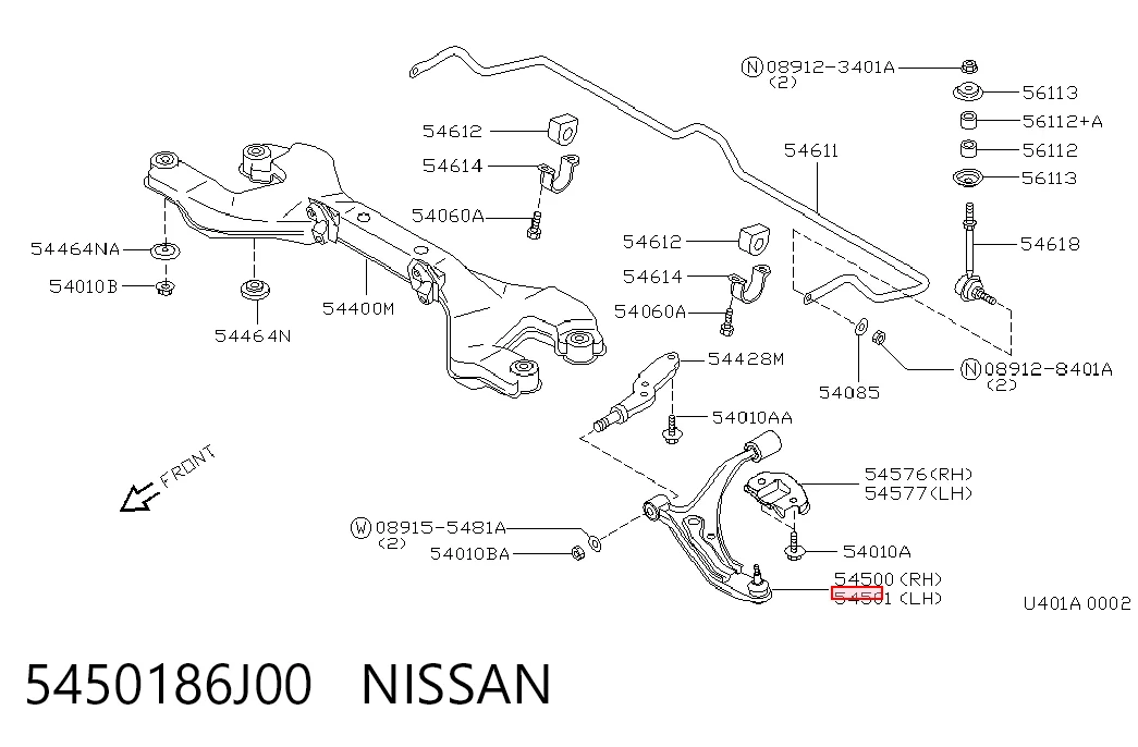 Wahacz zawieszenia przedniego dolny lewy do Nissan Primera  P10