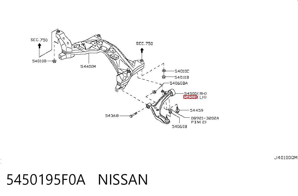 Wahacz zawieszenia przedniego dolny lewy do Nissan Almera B10RS