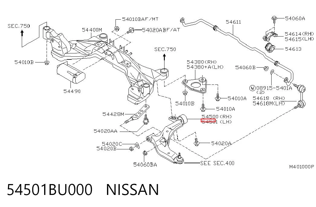  Wahacz zawieszenia przedniego dolny lewy Nissan Almera 