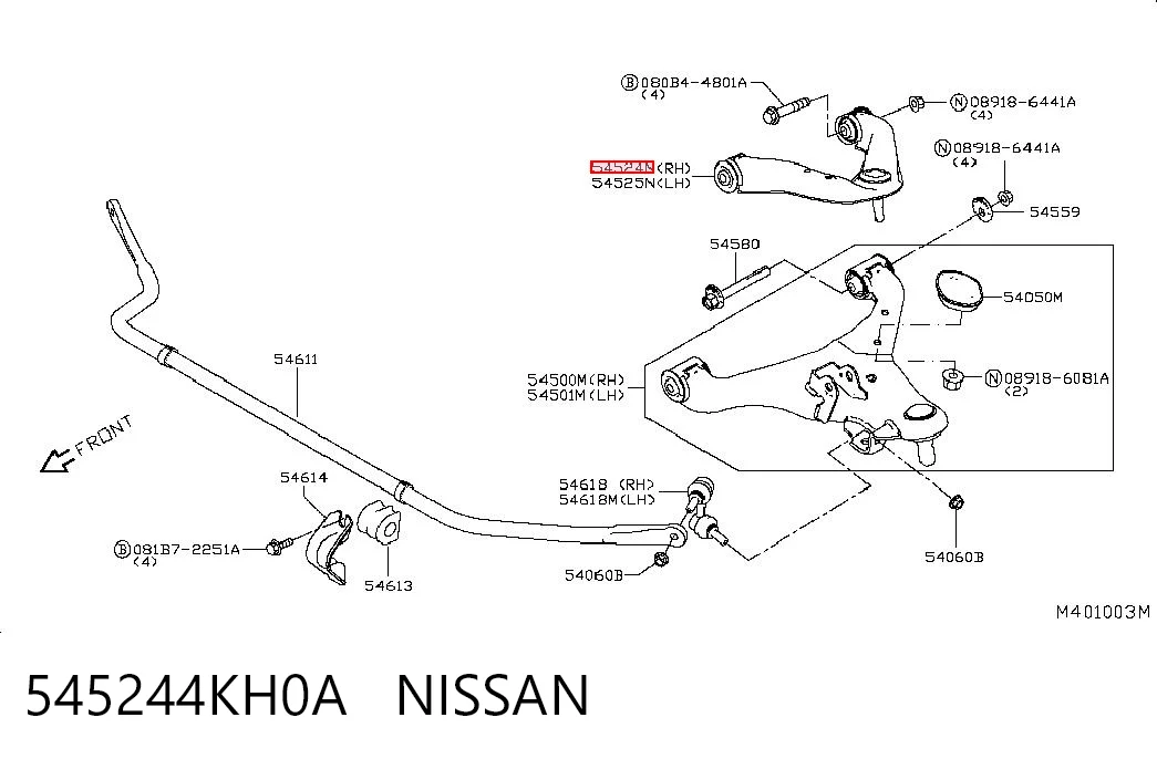  Wahacz zawieszenia przedniego prawy górny Nissan Navara 