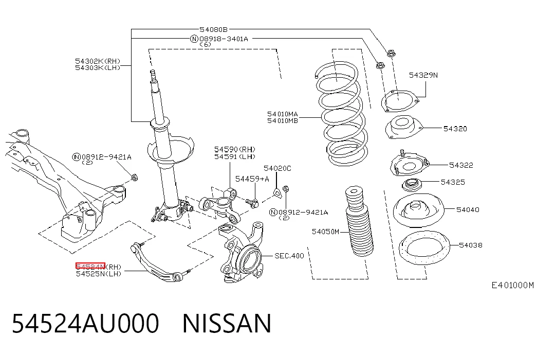  Wahacz zawieszenia przedniego prawy górny Nissan Primera 
