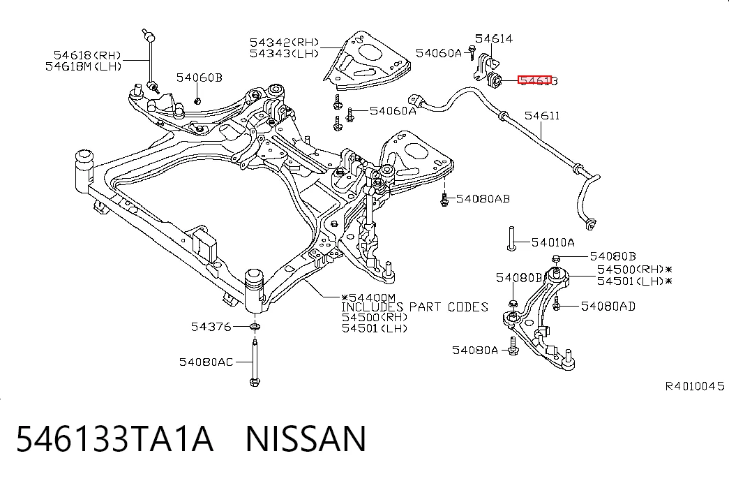 Do koszyka Tuleja stabilizatora przedniego Nissan Altima L33 