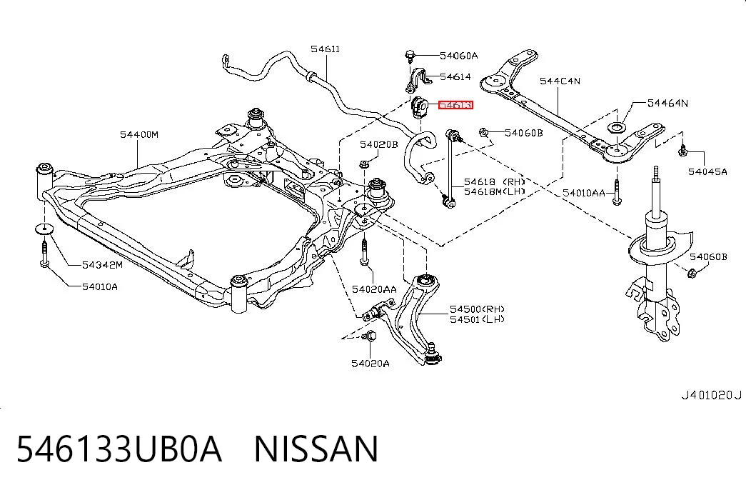 546133UB0A Nissan/Infiniti Tuleja stabilizatora przedniego
