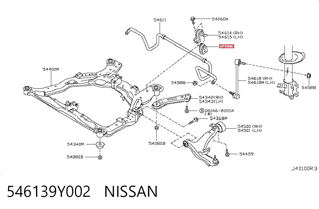 546139Y002 Nissan/Infiniti Tuleja stabilizatora przedniego