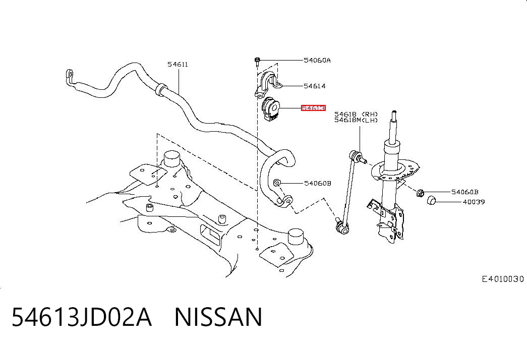 54613JD02A Nissan/Infiniti Tuleja stabilizatora przedniego