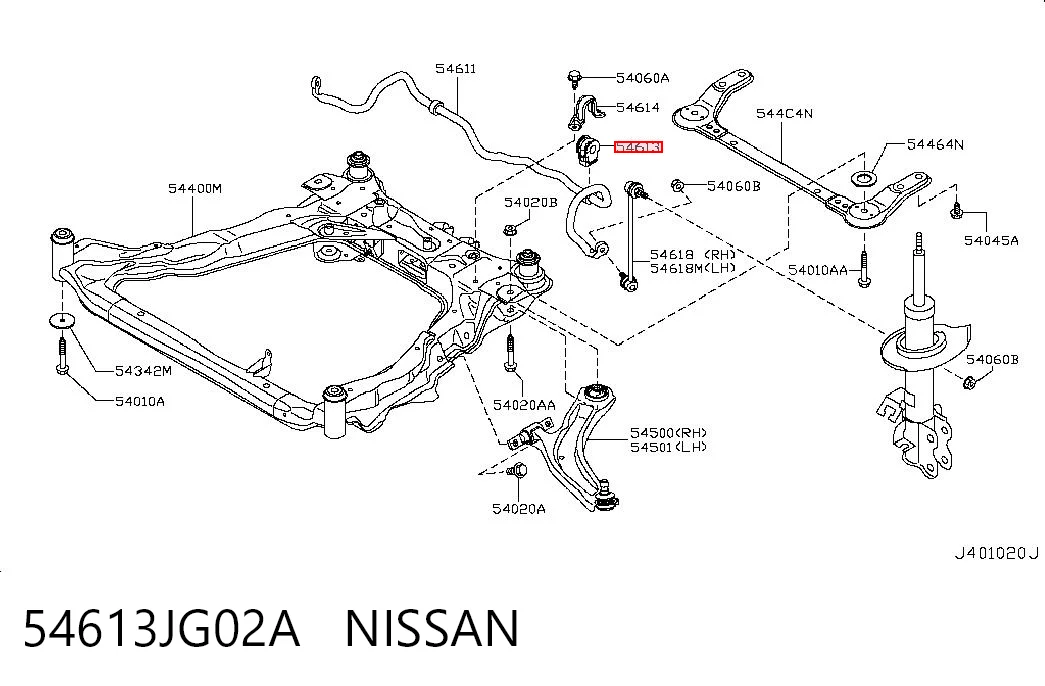 54613JG02A Nissan/Infiniti Tuleja stabilizatora przedniego