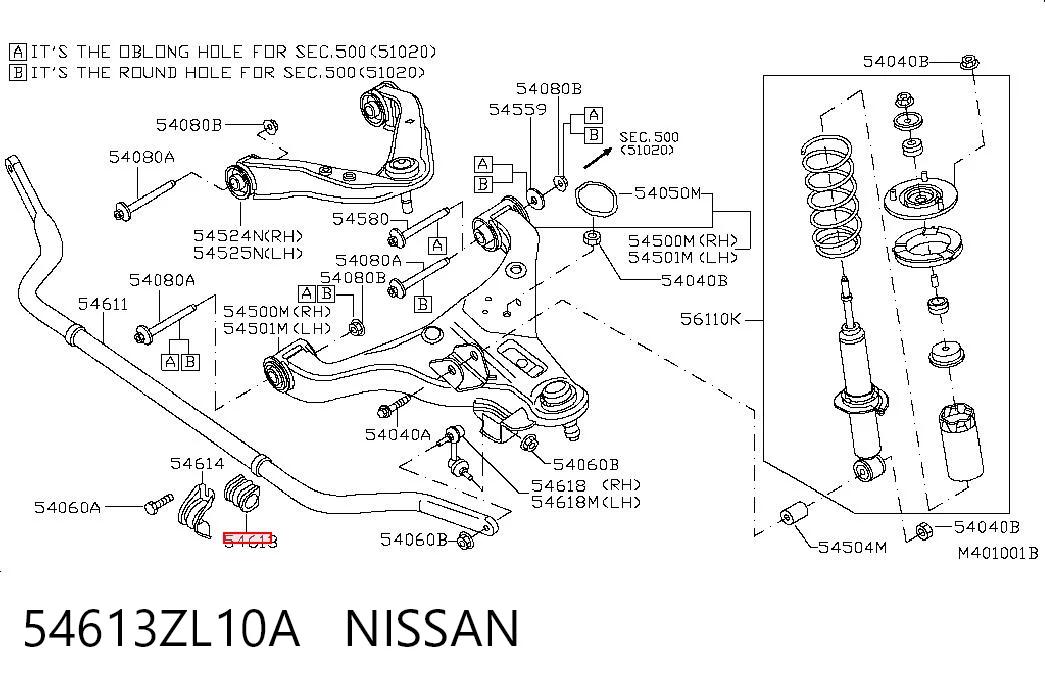 54613ZL10A Nissan/Infiniti Tuleja stabilizatora przedniego