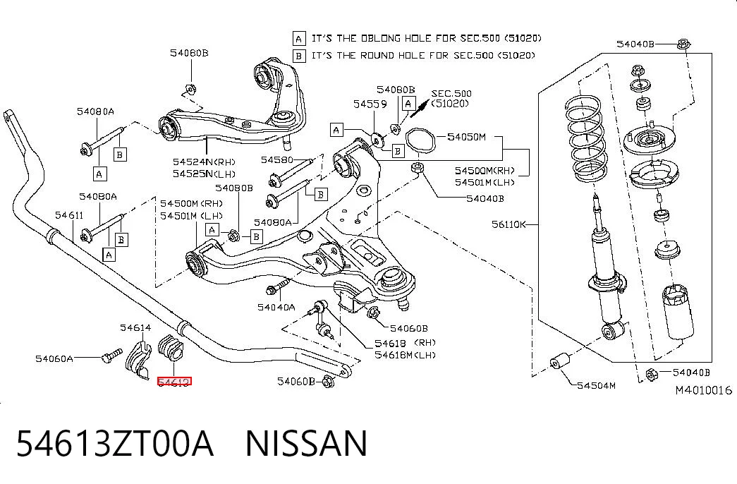 54613ZT00A Nissan/Infiniti Tuleja stabilizatora przedniego