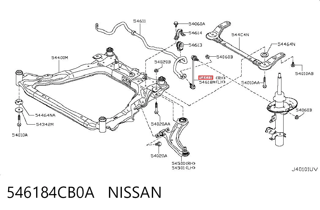 546184CB0A Nissan/Infiniti Łącznik stabilizatora przedniego prawy