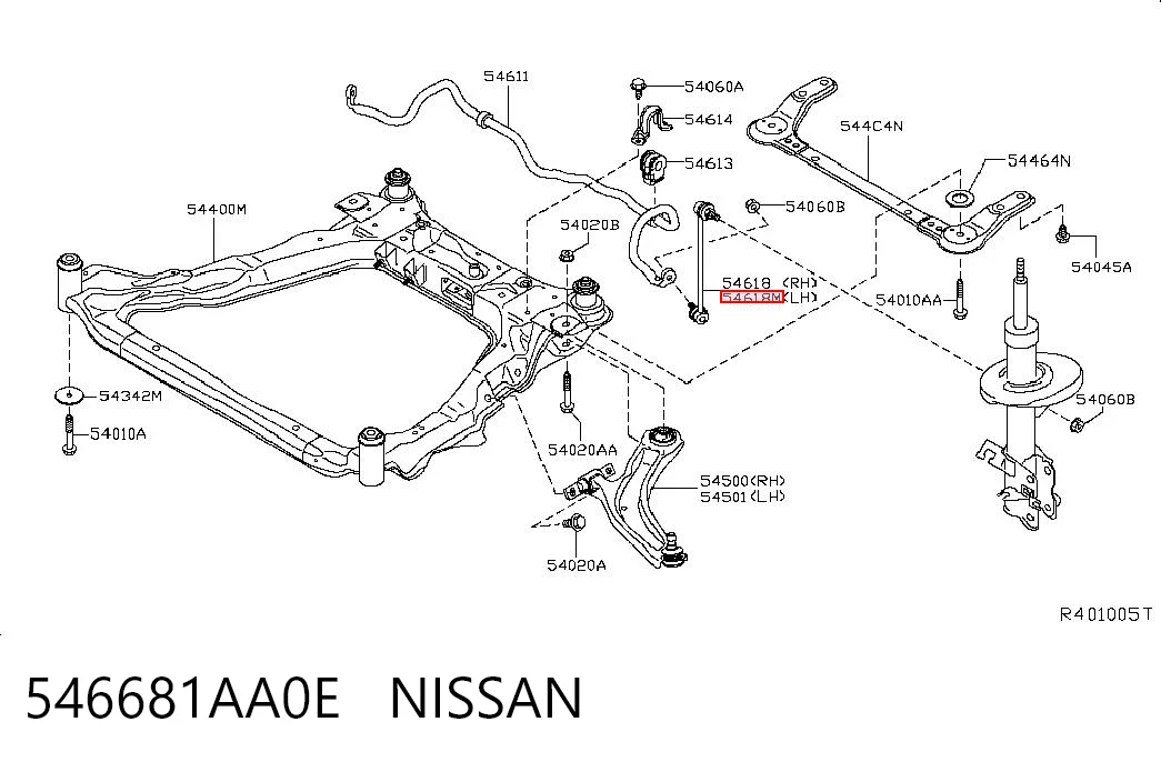 546681AA0E Nissan/Infiniti Łącznik stabilizatora przedniego lewy