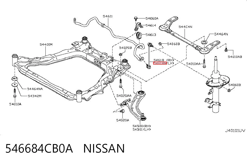 546684CB0A Nissan/Infiniti Łącznik stabilizatora przedniego lewy