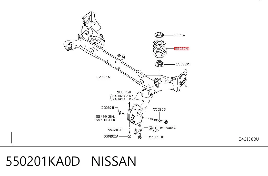 Sprężyna tylna do Nissan JUKE JPN F15