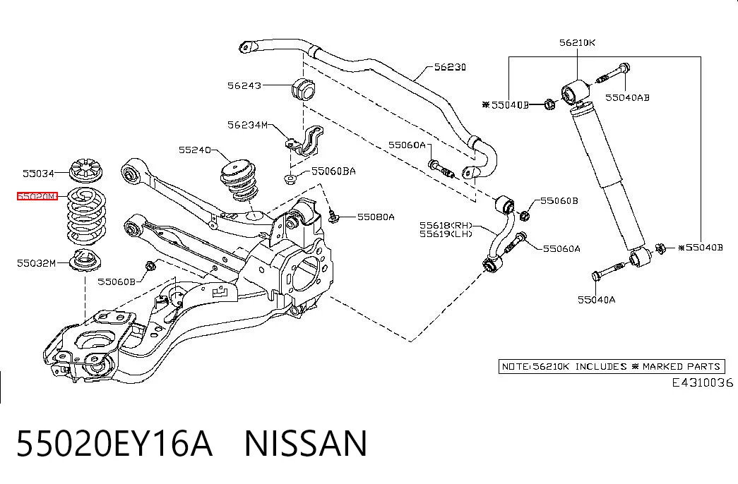 Sprężyna tylna do Nissan Qashqai +2 I J10
