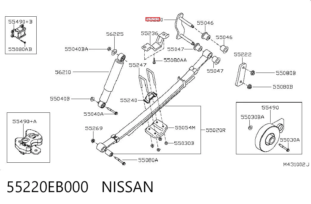 55220EB000 Nissan/Infiniti Ucho resoru tylnego
