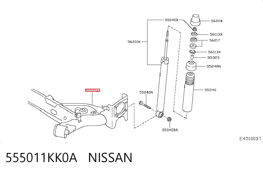 Korpus osi tylnej do Nissan JUKE NMUK F15E
